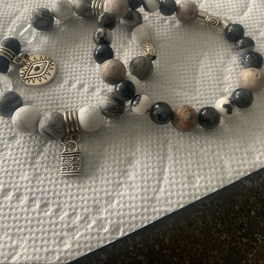 Beaded Stackable Bracelets Beautiful Stones - image 2